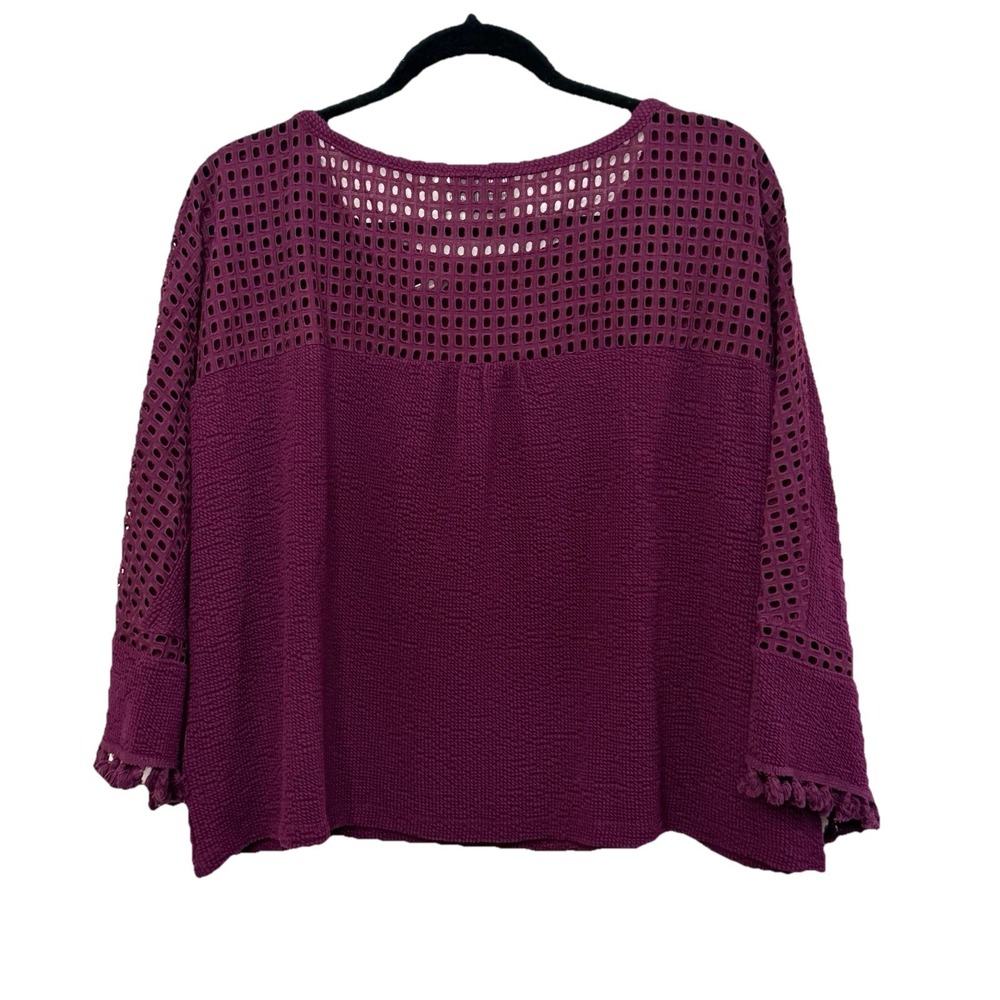 NWT Anthropologie‎ Olanda Tasselled Purple Crochet Knit Boho Top Small Boho - Picture 12 of 16